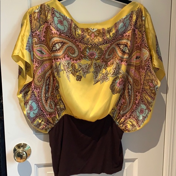 Body Language Silk Gold Blouse Medium - Picture 4 of 4